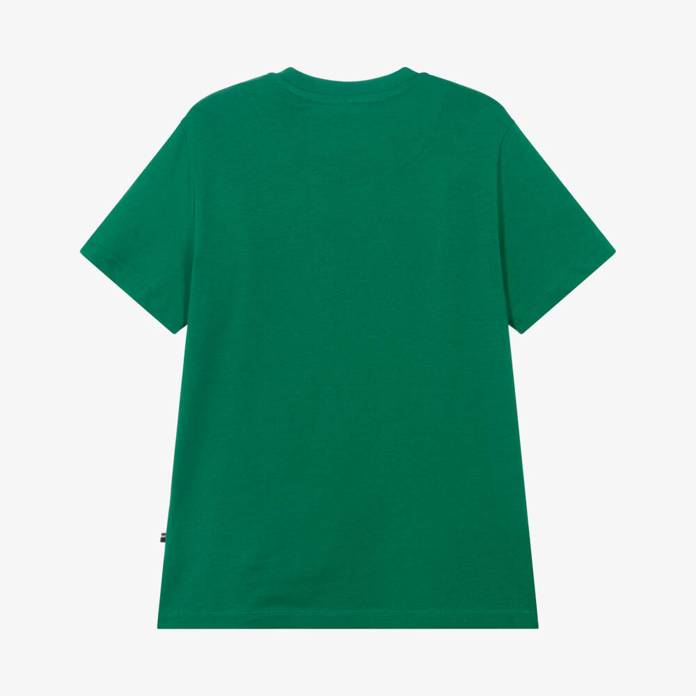U.S. Polo Assn.-Boys Green Cotton T-Shirt with Double Horsemen Logo | Childrensalon Outlet