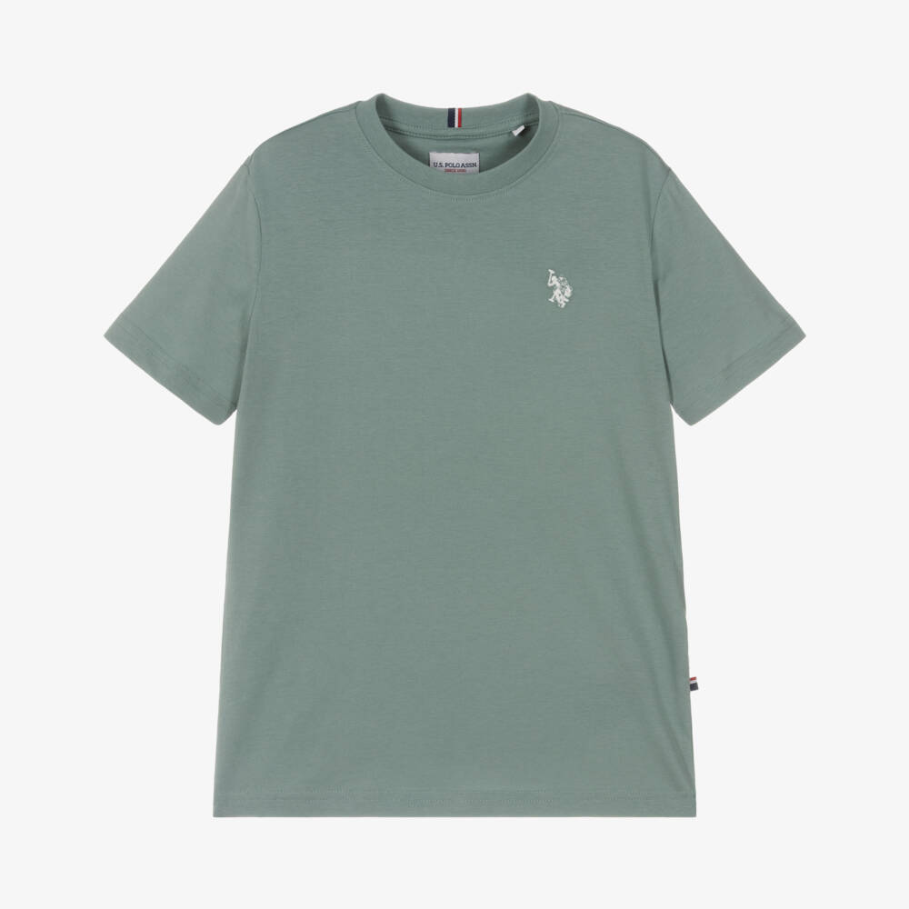 U.S. Polo Assn.-Boys Green Cotton T-Shirt with Embroidered Logo | Childrensalon Outlet