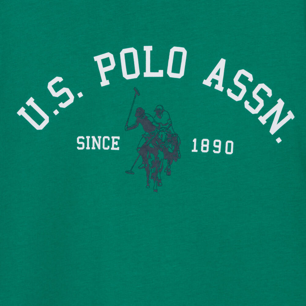 U.S. Polo Assn.-Boys Green Cotton T-Shirt with Signature Arch Logo | Childrensalon Outlet