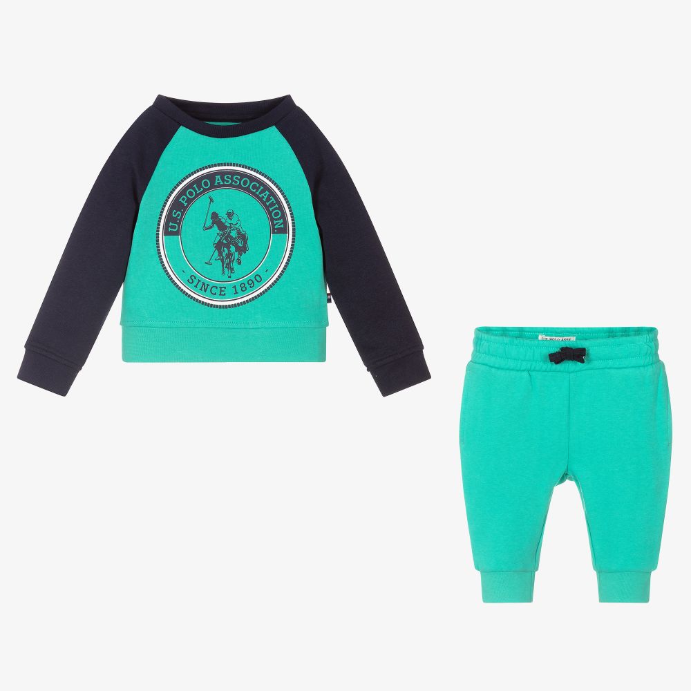 U.S. Polo Assn. Boys Green Cotton Tracksuit Childrensalon Outlet