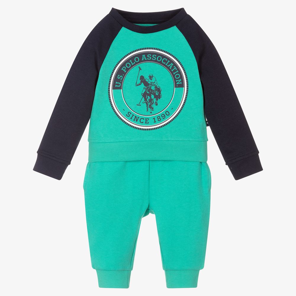 U.S. Polo Assn. - Boys Green Cotton Tracksuit | Childrensalon