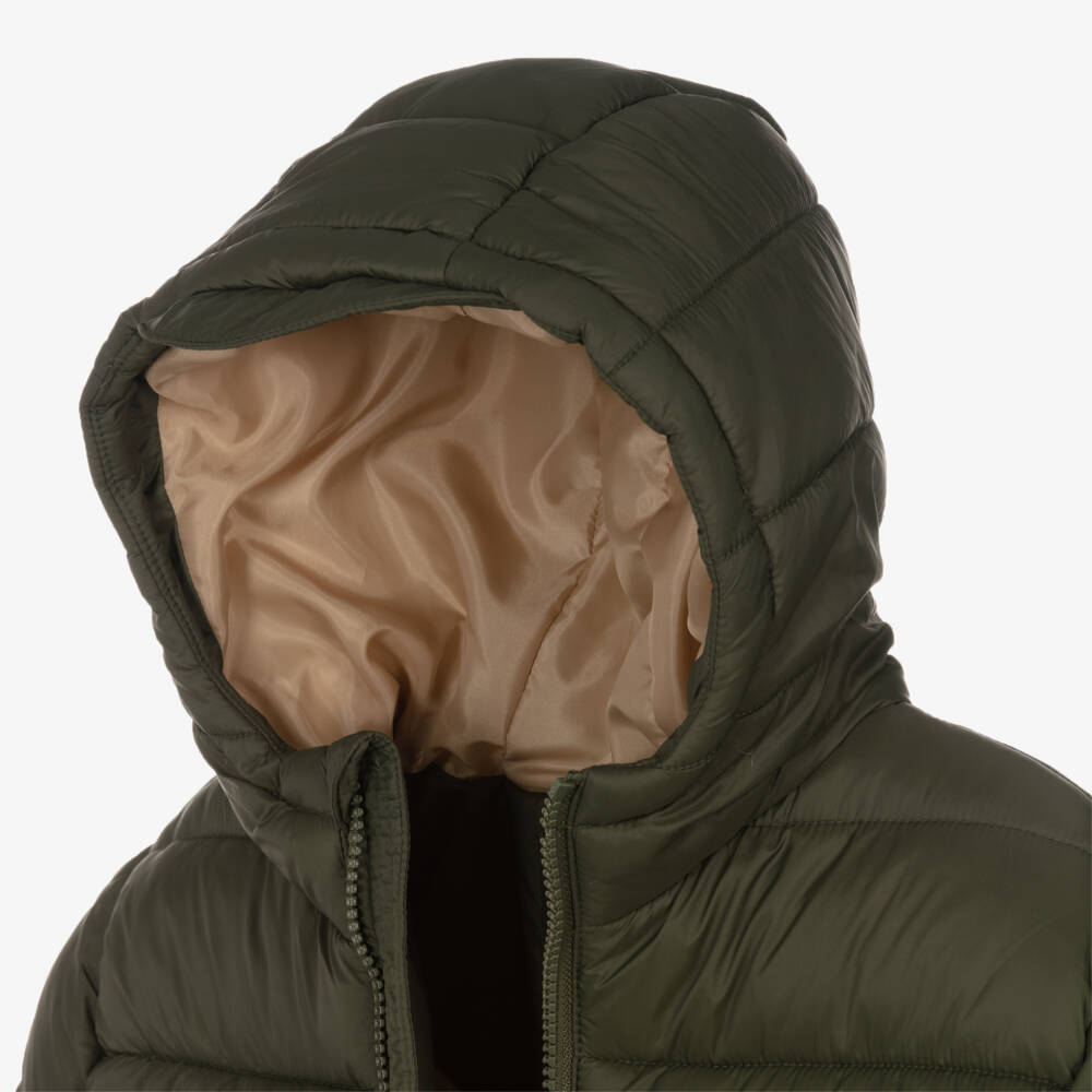 U.S. Polo Assn.-Boys Green Hooded Puffer Coat with Double Horsemen Logo | Childrensalon Outlet