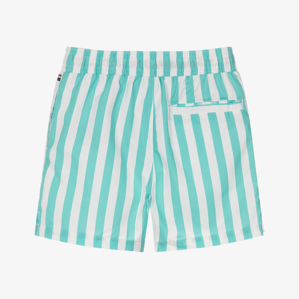 U.S. Polo Assn.-Boys Green & White Stripe Swim Shorts | Childrensalon Outlet