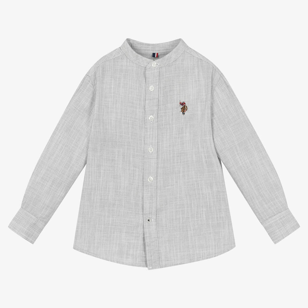U.S. Polo Assn. - Boys Grey Cotton Logo Shirt | Childrensalon
