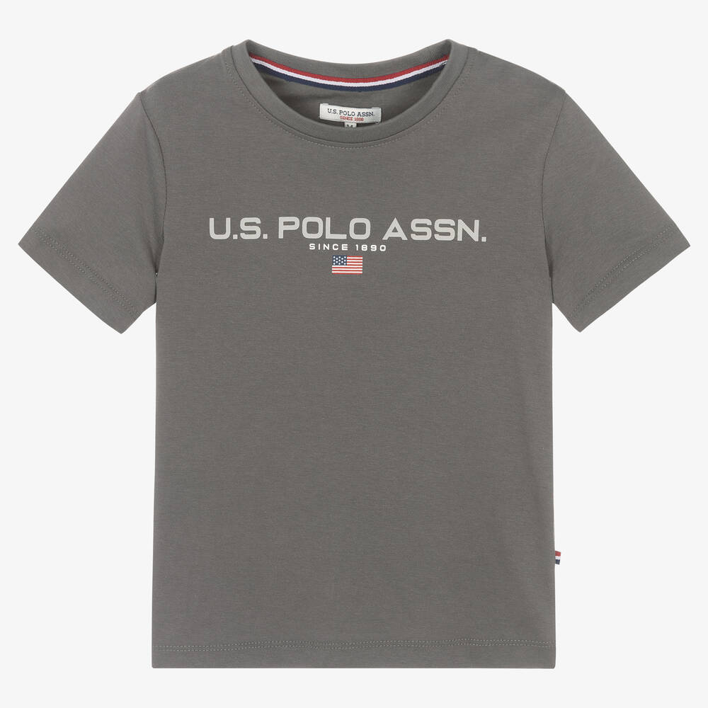 U.S. Polo Assn. - Boys Grey Cotton Logo T-Shirt | Childrensalon