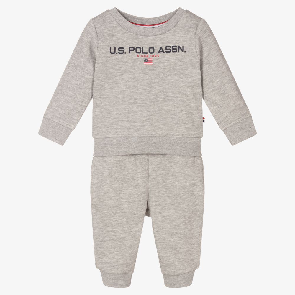 U.S. Polo Assn. - Boys Grey Cotton Tracksuit | Childrensalon