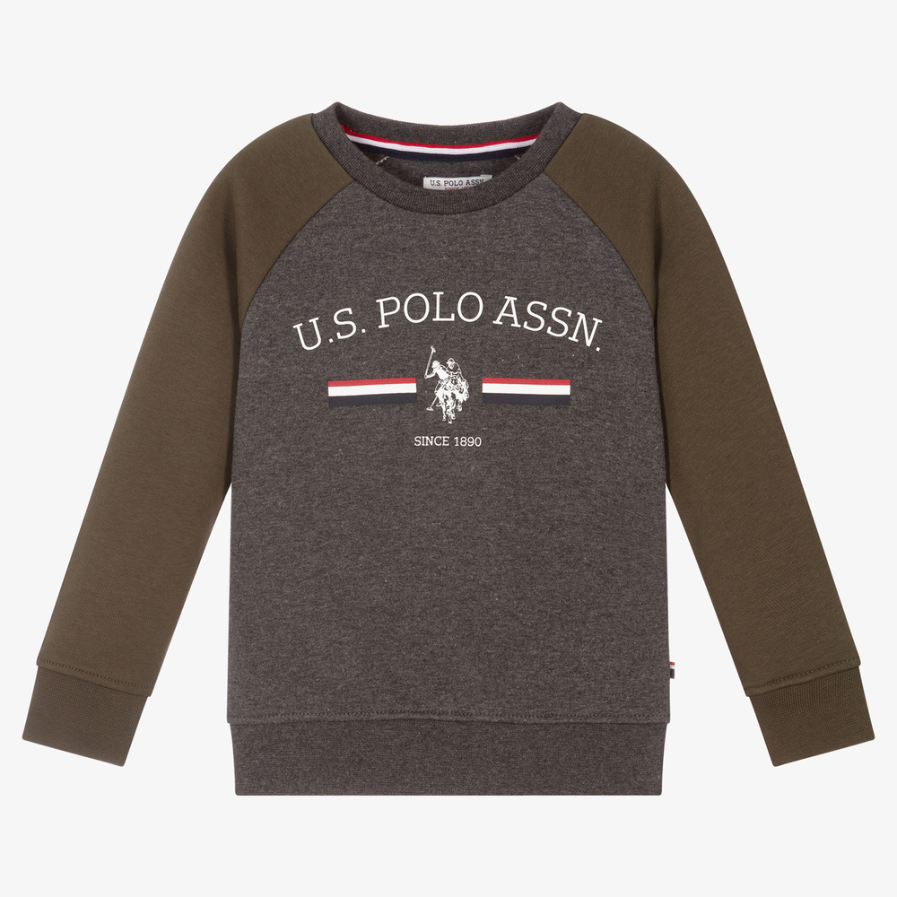 U.S. Polo Assn. - Boys Grey & Green Sweatshirt | Childrensalon