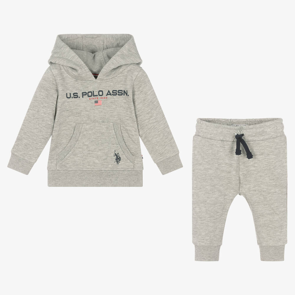 U.S. Polo Assn. Boys Grey Hooded Tracksuit Childrensalon Outlet