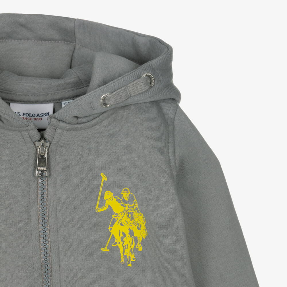 U.S. Polo Assn.-Boys Grey Jersey Tracksuit with Double Horsemen Logos | Childrensalon Outlet