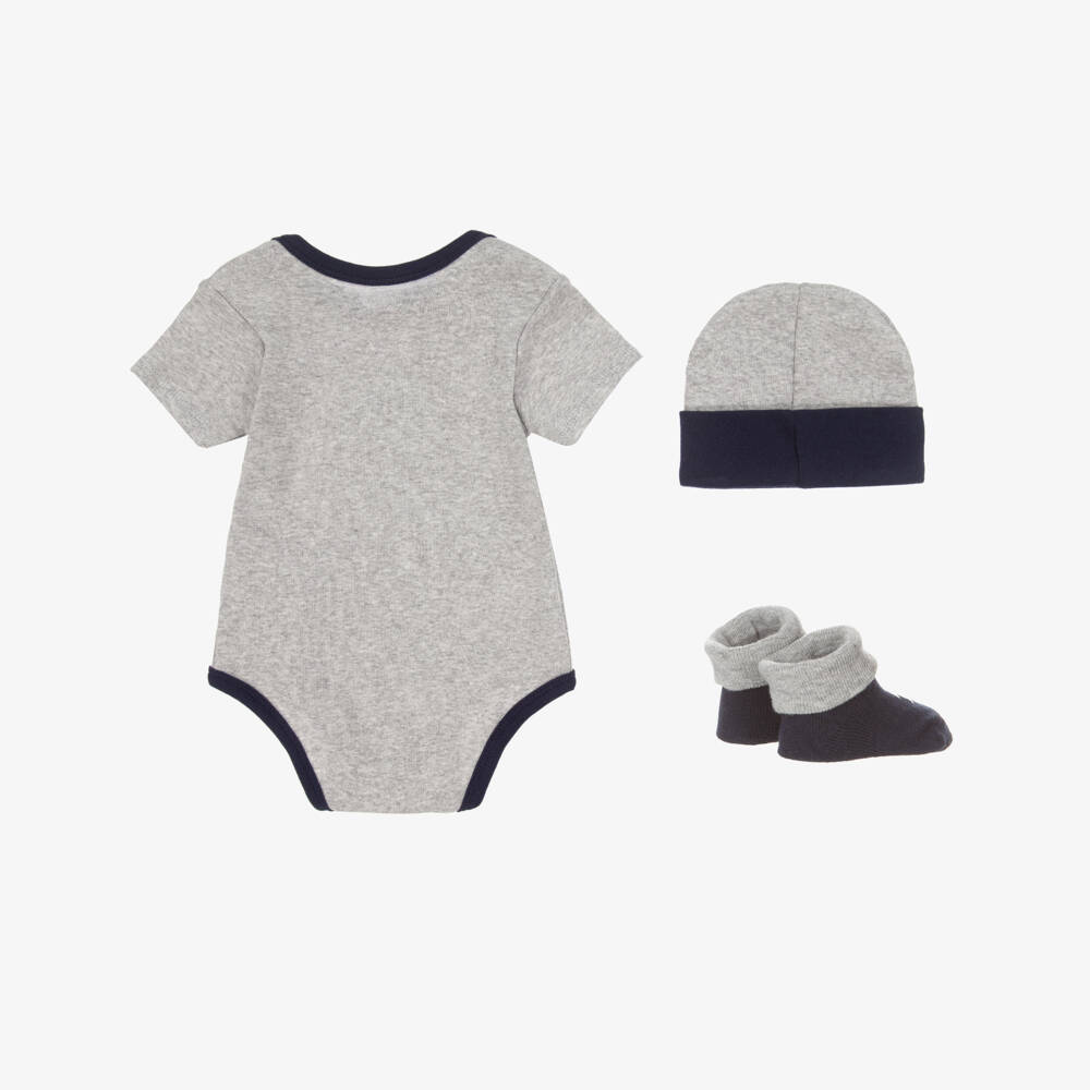 U.S. Polo Assn.-Boys Grey Marl Cotton Babysuit Set | Childrensalon Outlet