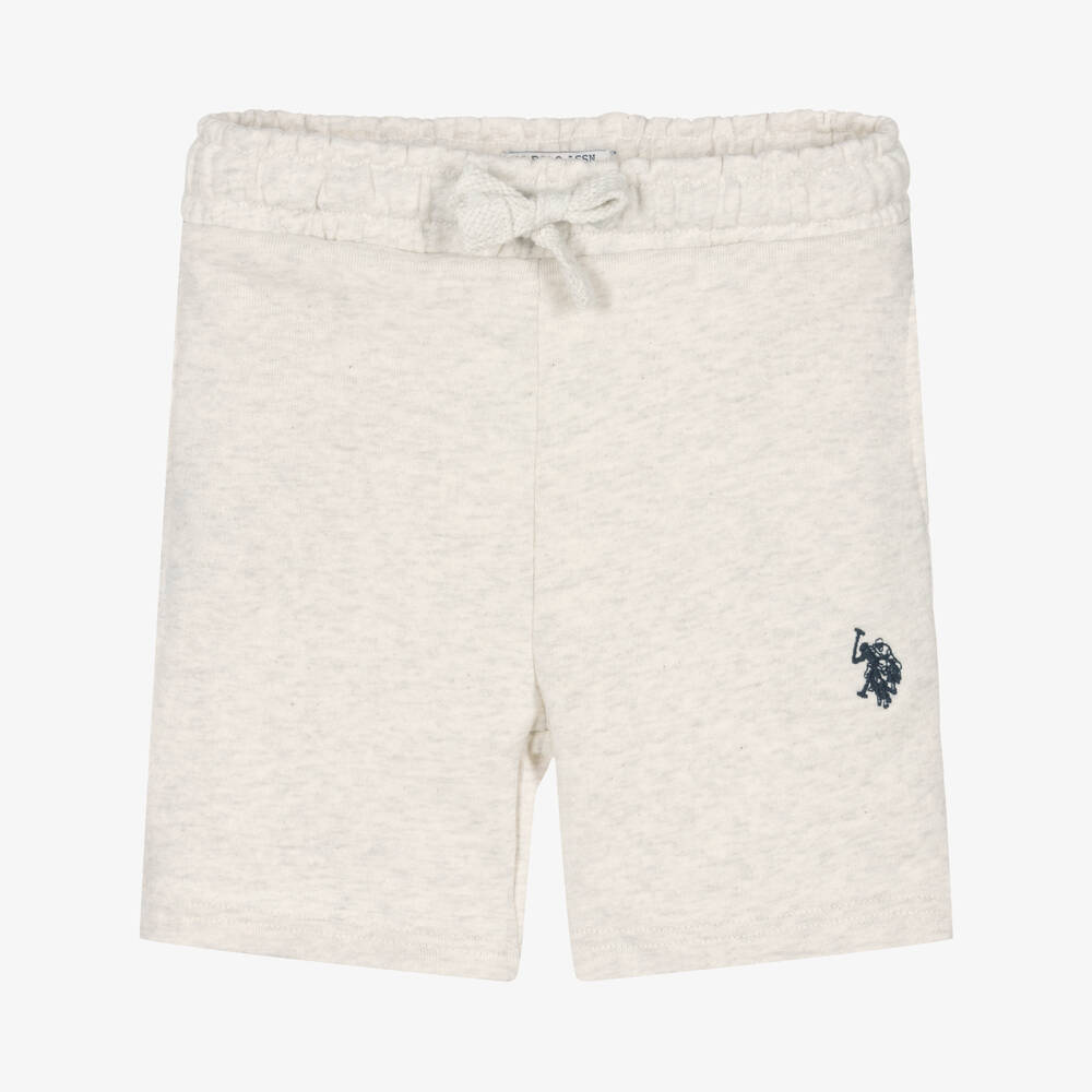U.S. Polo Assn. - Boys Grey Marl Cotton Logo Shorts | Childrensalon