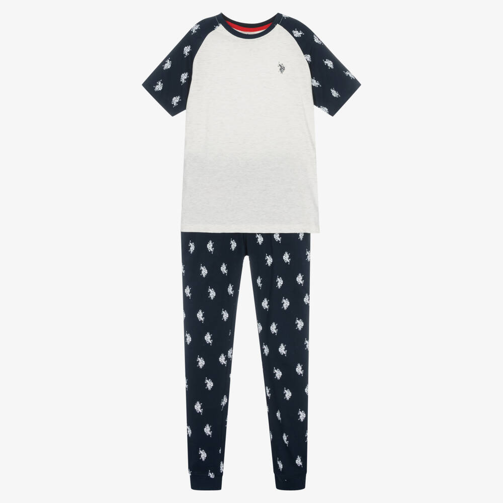 U.S. Polo Assn. - Boys Ivory & Blue Cotton Trouser Set | Childrensalon