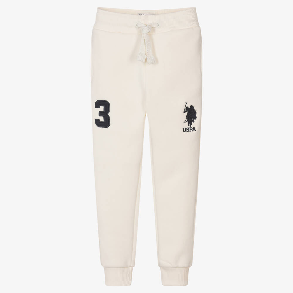 U.S. Polo Assn.-Boys Ivory Cotton Jersey Joggers | Childrensalon Outlet