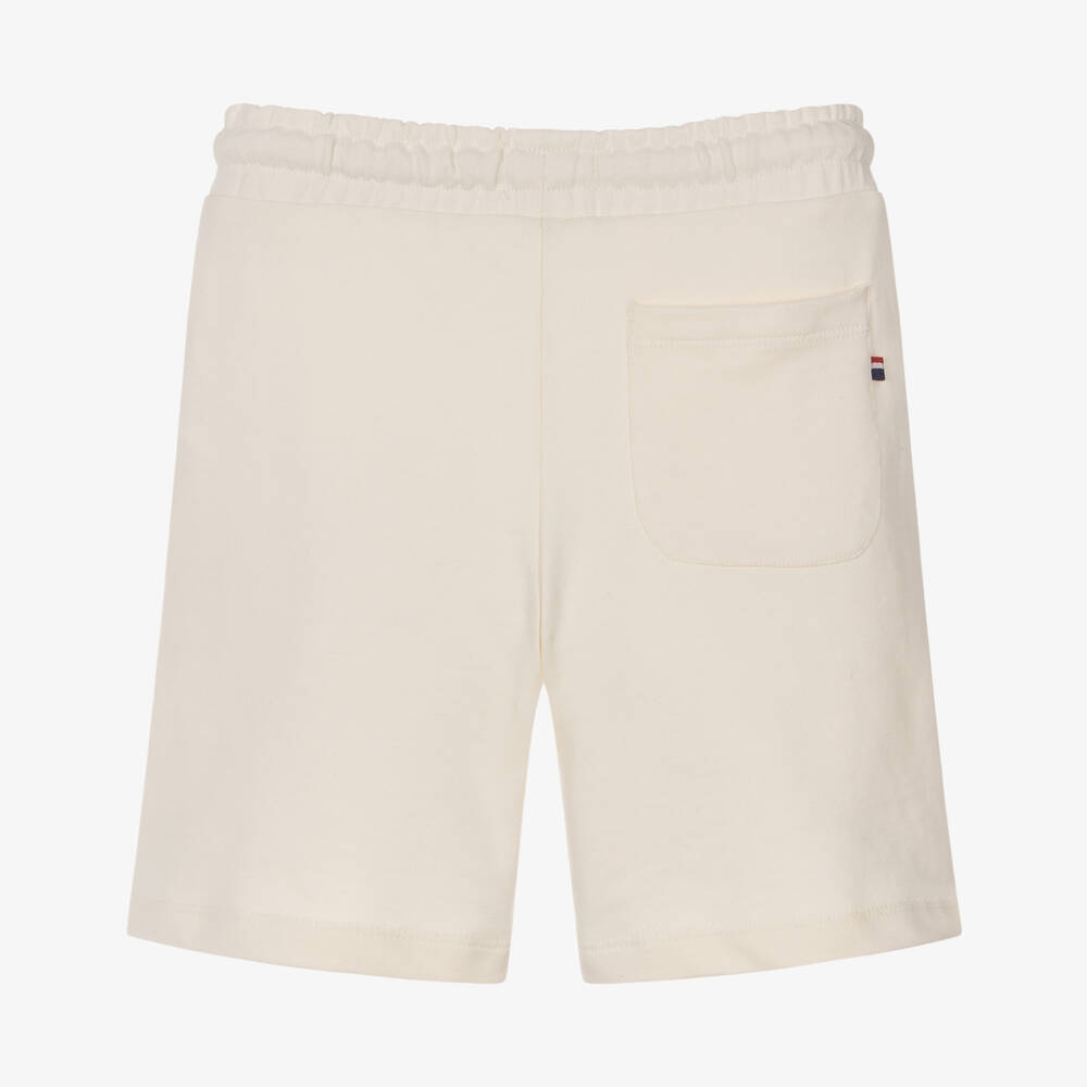 U.S. Polo Assn.-Boys Ivory Cotton Jersey Shorts with Double Horseman Logo | Childrensalon Outlet