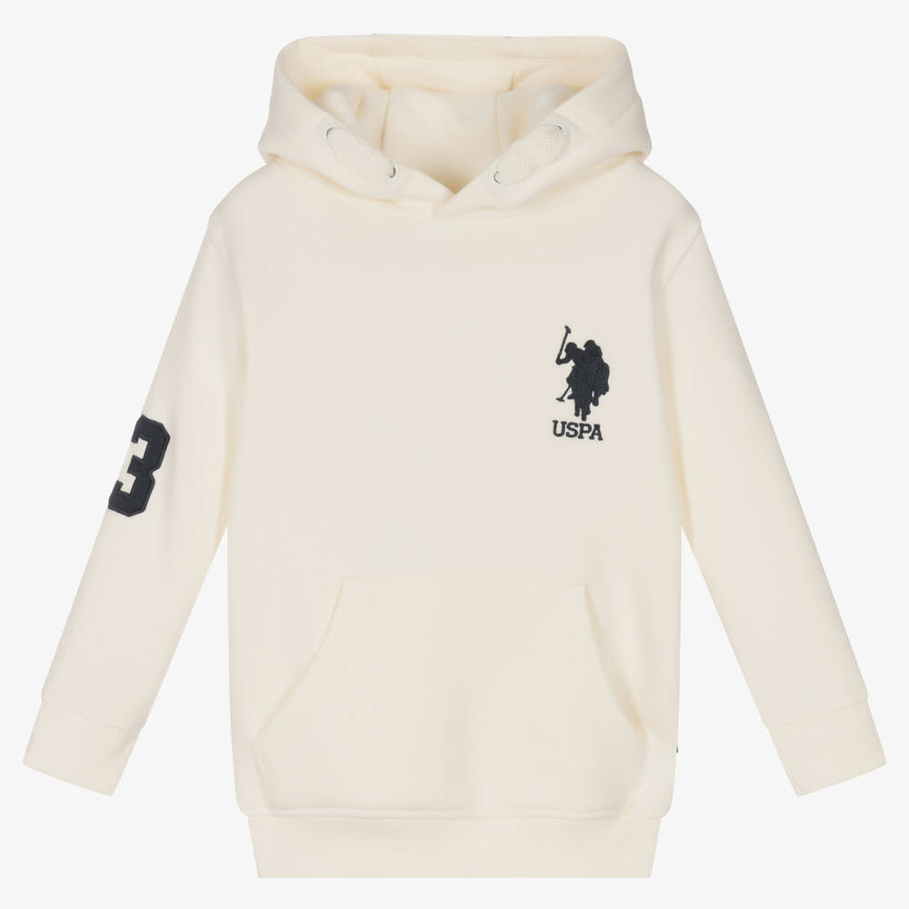 U.S. Polo Assn. - Boys Ivory Cotton Logo Hoodie | Childrensalon