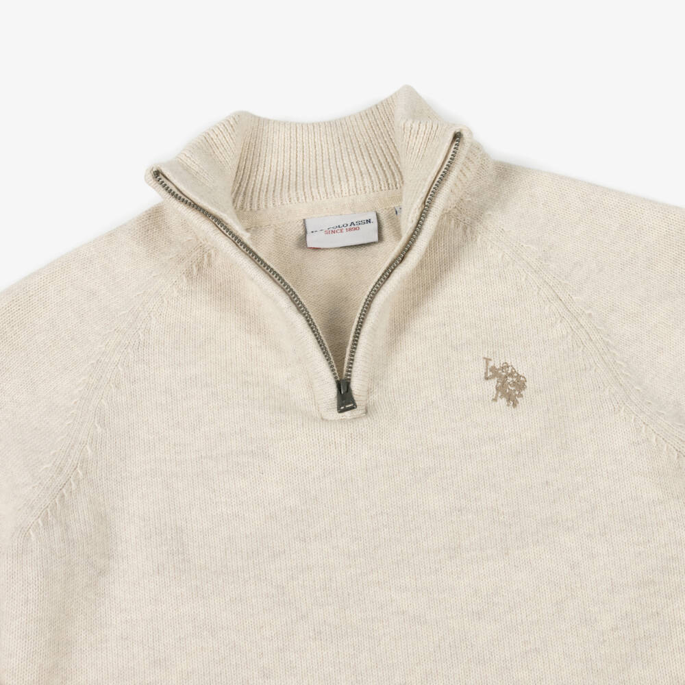 U.S. Polo Assn.-توب بسحاب محبوك لون عاجي للأولاد | Childrensalon Outlet