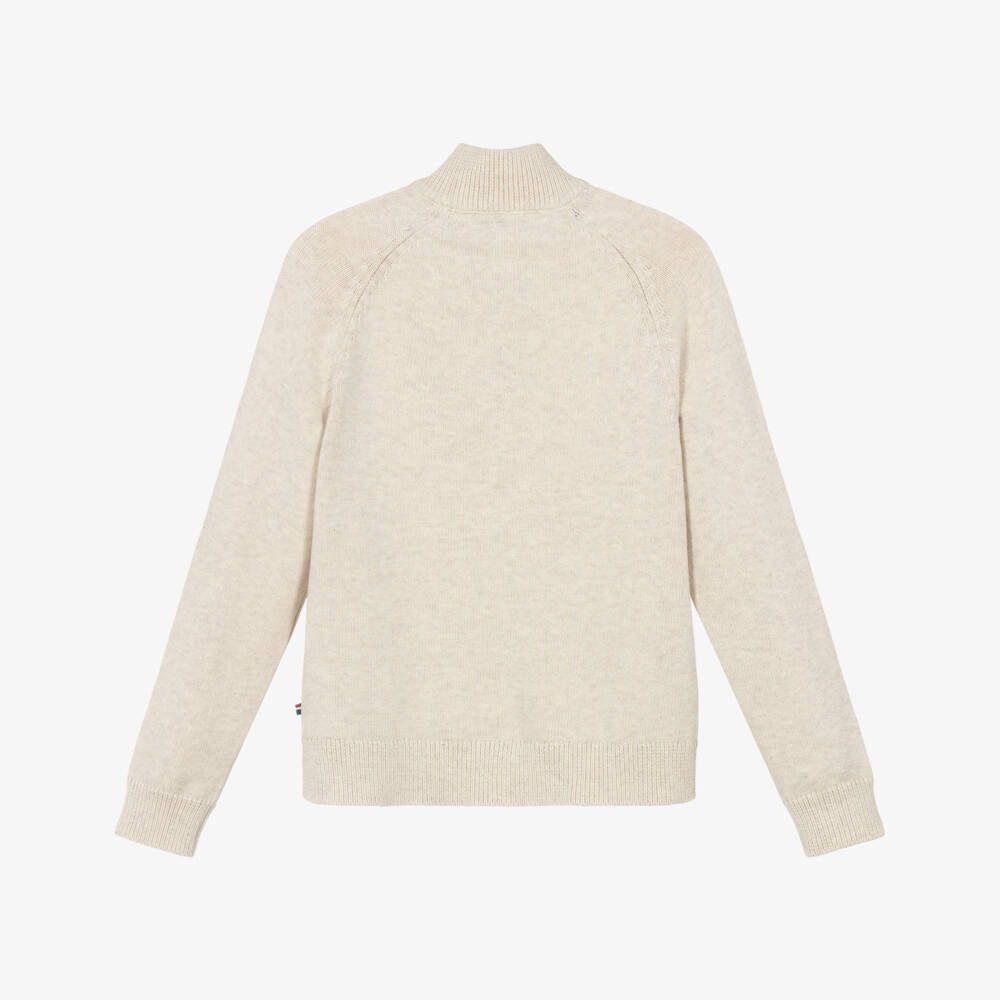 U.S. Polo Assn.-توب بسحاب محبوك لون عاجي للأولاد | Childrensalon Outlet