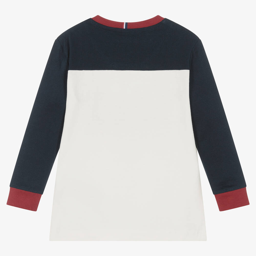 U.S. Polo Assn.-Boys Ivory & Navy Blue Cotton Top | Childrensalon Outlet