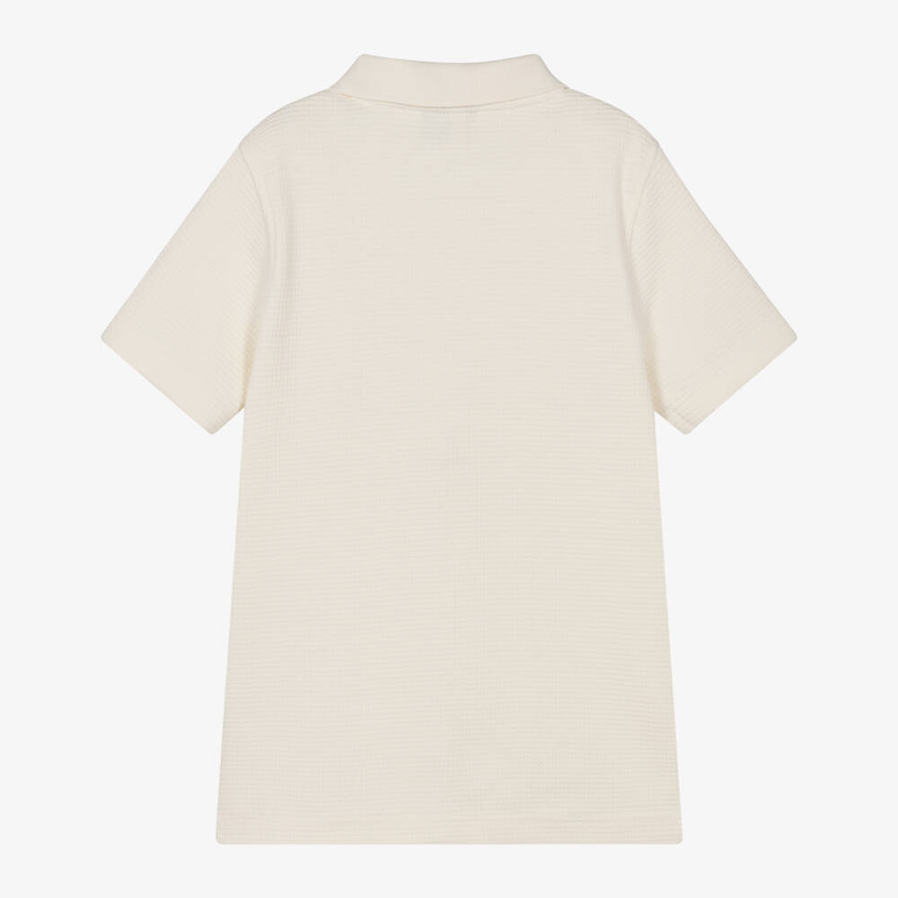 U.S. Polo Assn.-Boys Ivory Textured Cotton Jersey Polo Shirt | Childrensalon Outlet
