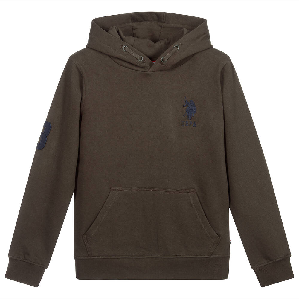 U.S. Polo Assn. - Boys Khaki Green Cotton Hoodie | Childrensalon