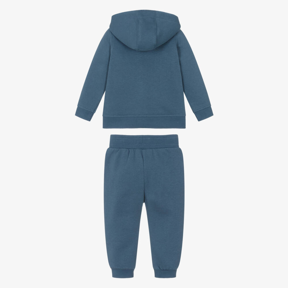 U.S. Polo Assn.-Boys Mid-Blue Cotton Tracksuit with Double Horsemen Logos | Childrensalon Outlet