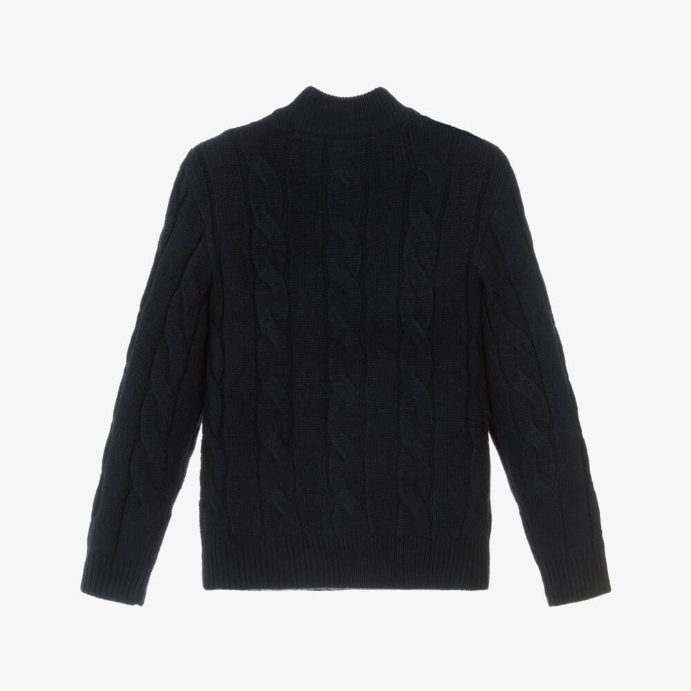 U.S. Polo Assn.-Boys Navy Blue Cable Knit Sweater with Half Zip | Childrensalon Outlet
