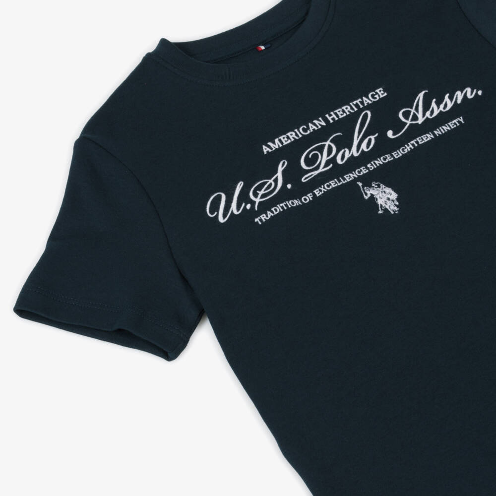 U.S. Polo Assn.-تيشيرت قطن بشعار الماركة لون كحلي للأولاد | Childrensalon Outlet