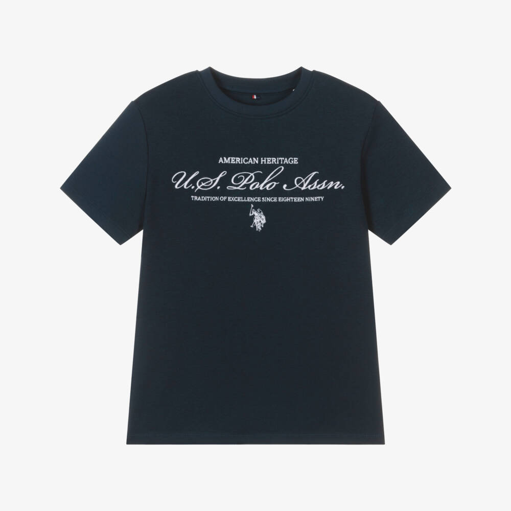 U.S. Polo Assn.-Boys Navy Blue Cotton Jersey Logo T-Shirt | Childrensalon Outlet