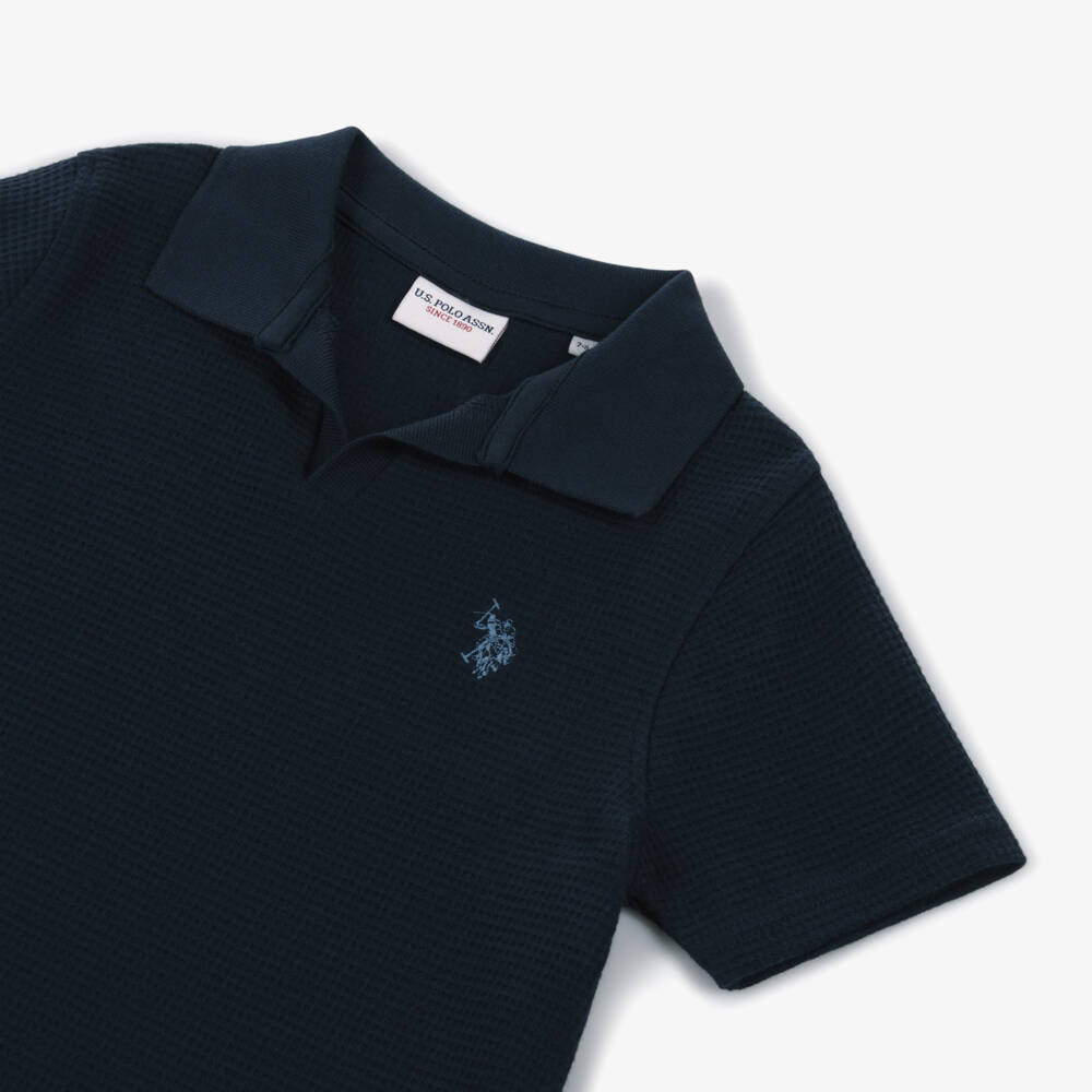 U.S. Polo Assn.-Boys Navy Blue Cotton Jersey T-Shirt with Double Horseman Logo | Childrensalon Outlet