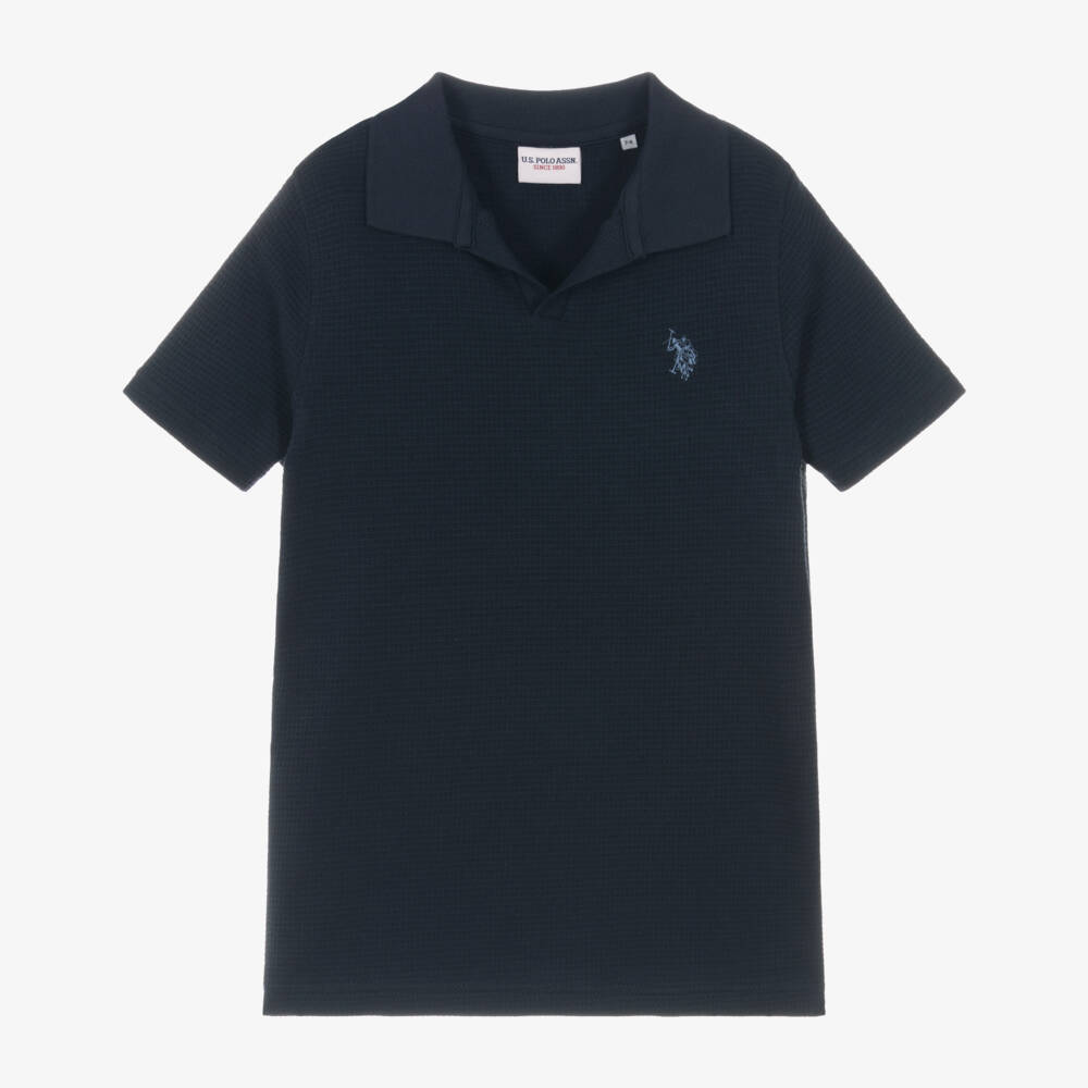 U.S. Polo Assn.-Boys Navy Blue Cotton Jersey T-Shirt with Double Horseman Logo | Childrensalon Outlet