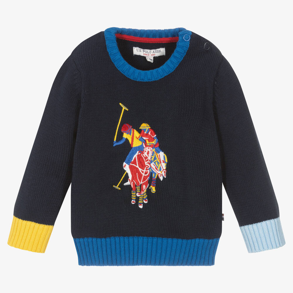 U.S. Polo Assn. Boys Navy Blue Cotton Knitted Sweater Childrensalon Outlet