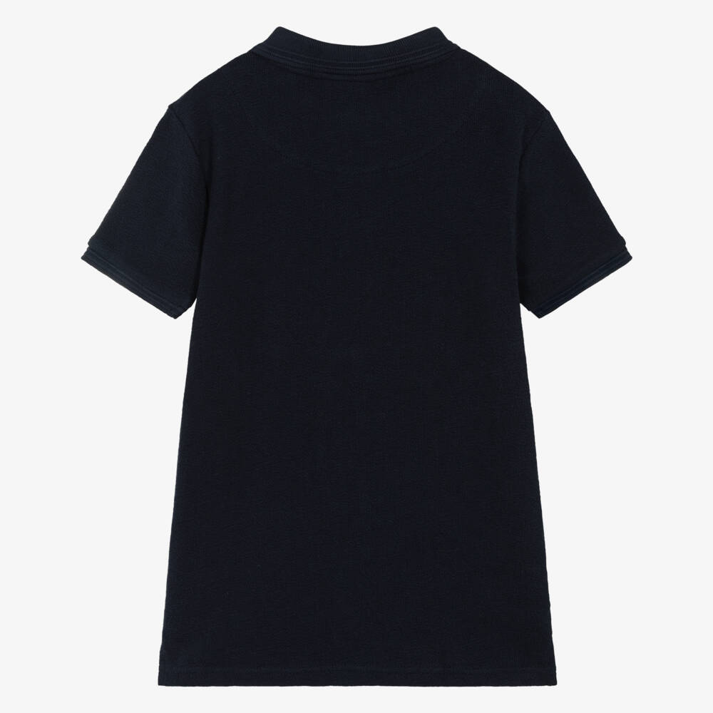U.S. Polo Assn.-Boys Navy Blue Cotton Polo Shirt with Double Horsemen Logo | Childrensalon Outlet