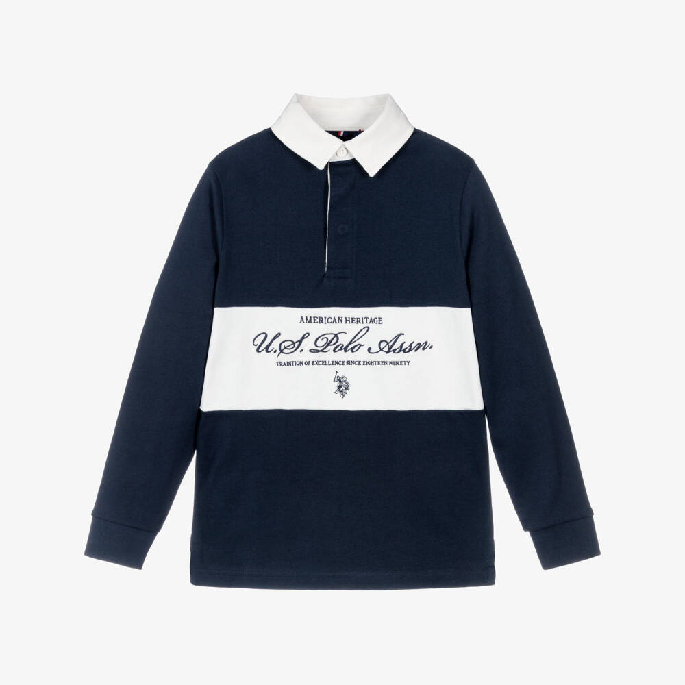 U.S. Polo Assn.-Boys Navy Blue Cotton Rugby Shirt | Childrensalon Outlet