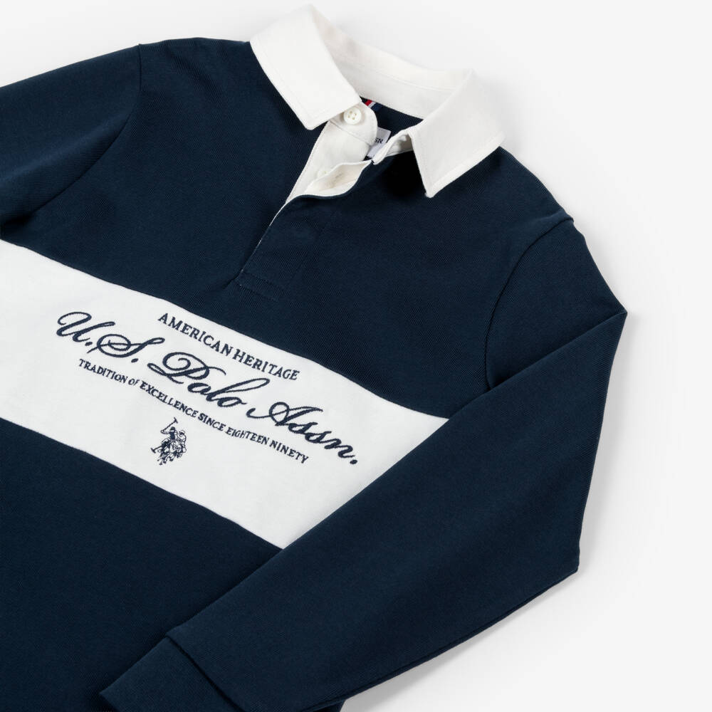 U.S. Polo Assn.-Boys Navy Blue Cotton Rugby Shirt | Childrensalon Outlet
