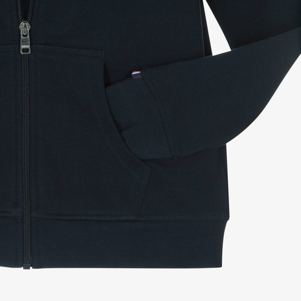 U.S. Polo Assn.-Boys Navy Blue Cotton Zip-Up Top With Double Horsemen Logo | Childrensalon Outlet