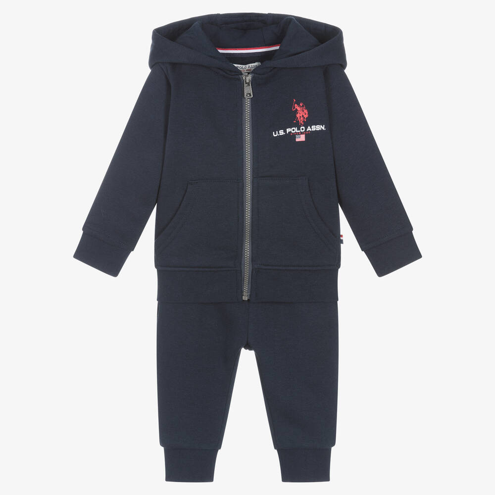 U.S. Polo Assn. - Boys Navy Blue Hooded Tracksuit | Childrensalon