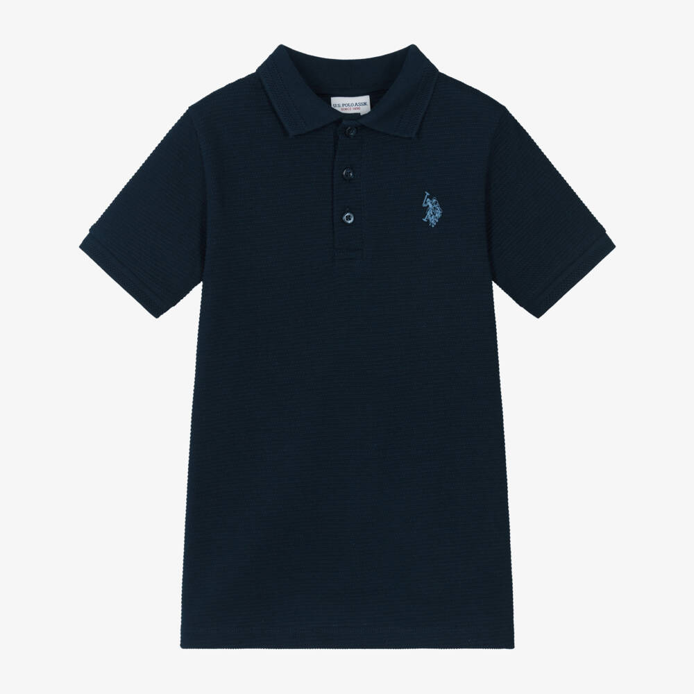 U.S. Polo Assn.-Boys Navy Blue Knitted Polo Shirt | Childrensalon Outlet