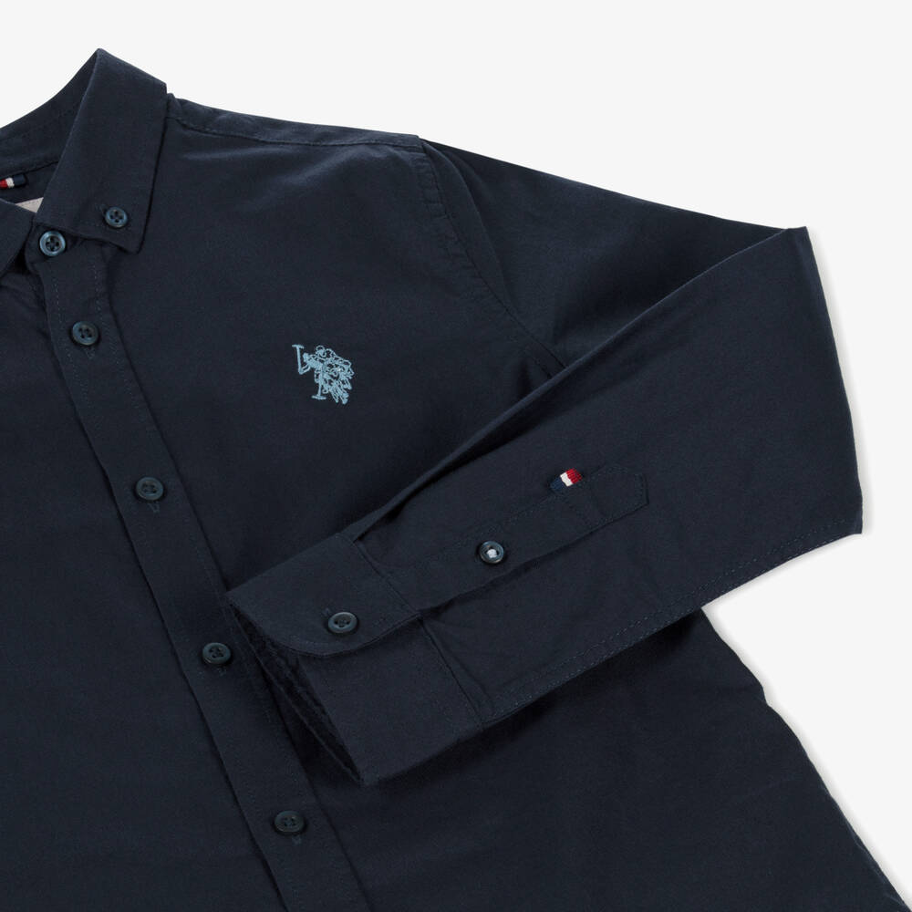 U.S. Polo Assn.-Boys Navy Blue Oxford Cotton Shirt | Childrensalon Outlet