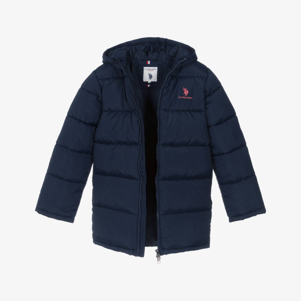 U.S. Polo Assn.-Boys Navy Blue Puffer Coat With Hood | Childrensalon Outlet