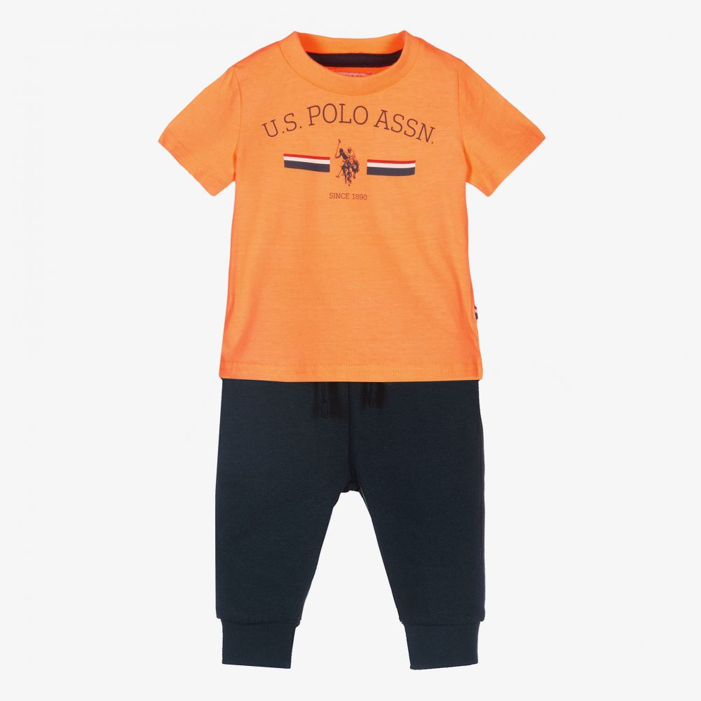 U.S. Polo Assn. - Boys Orange & Blue Trouser Set | Childrensalon