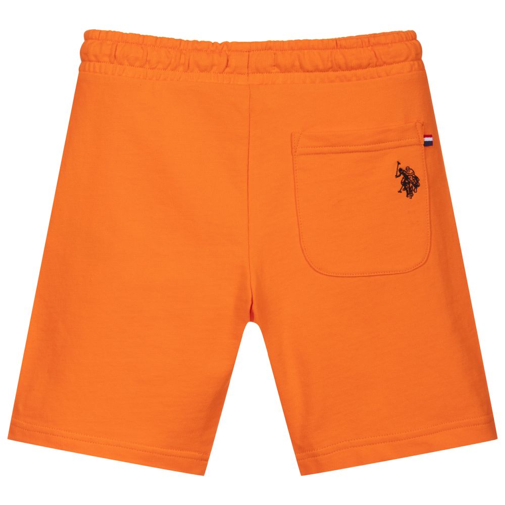 U.S. Polo Assn.-Boys Orange Cotton Logo Shorts | Childrensalon Outlet