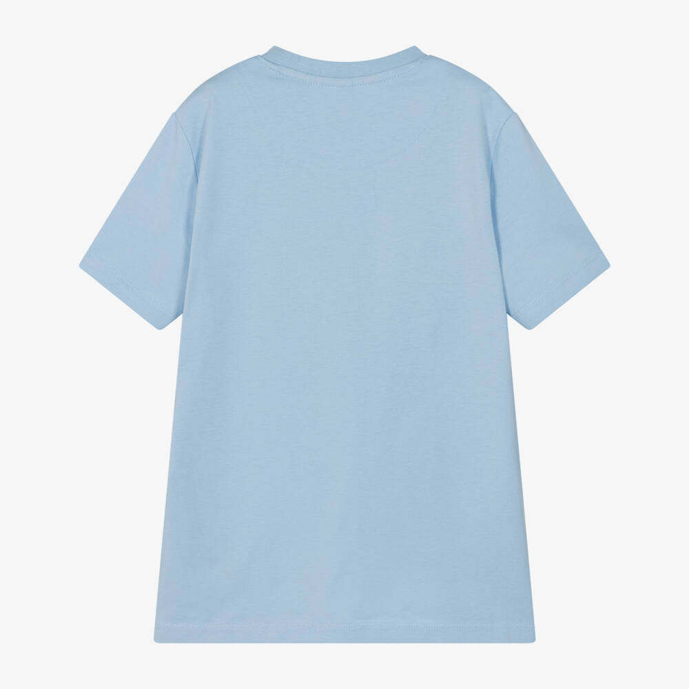 U.S. Polo Assn.-Boys Pale Blue Cotton T-Shirt with Large Player Logo | Childrensalon Outlet