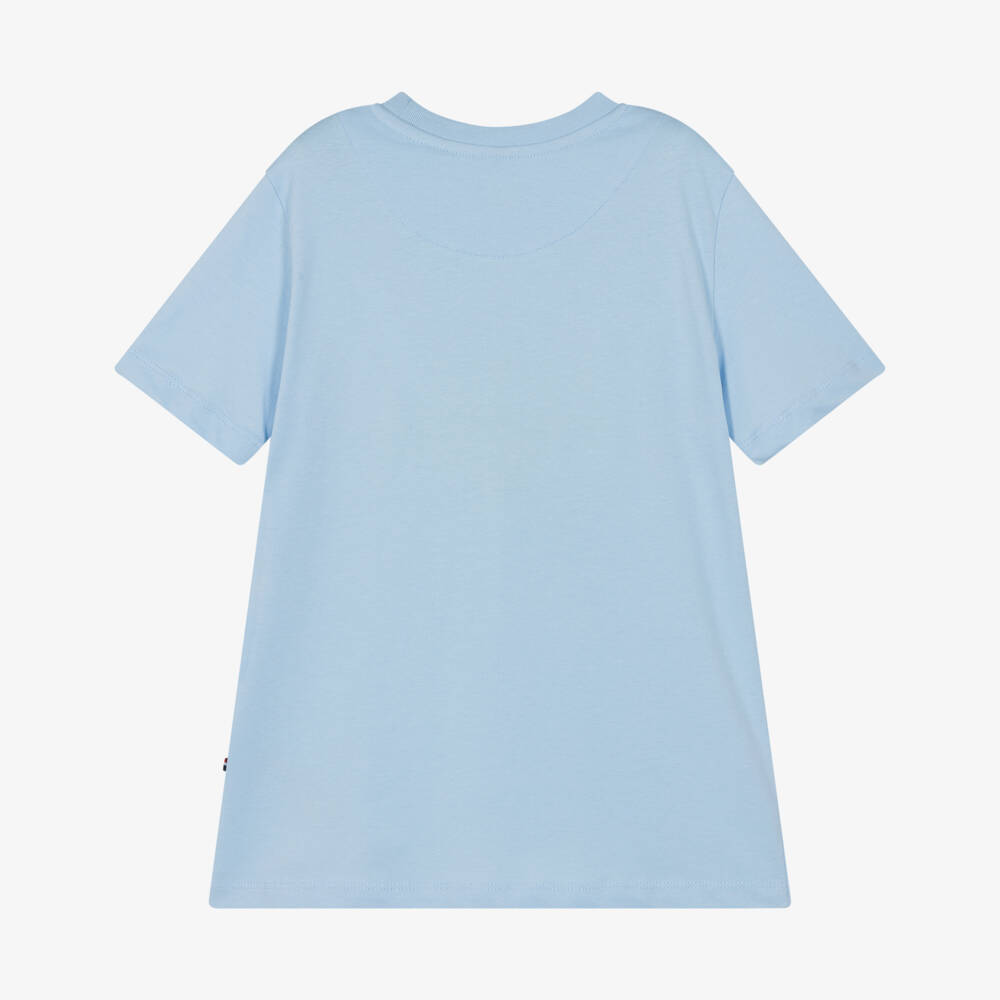 U.S. Polo Assn.-Boys Pale Blue Cotton T-Shirt with Oversized Large Player Logo | Childrensalon Outlet
