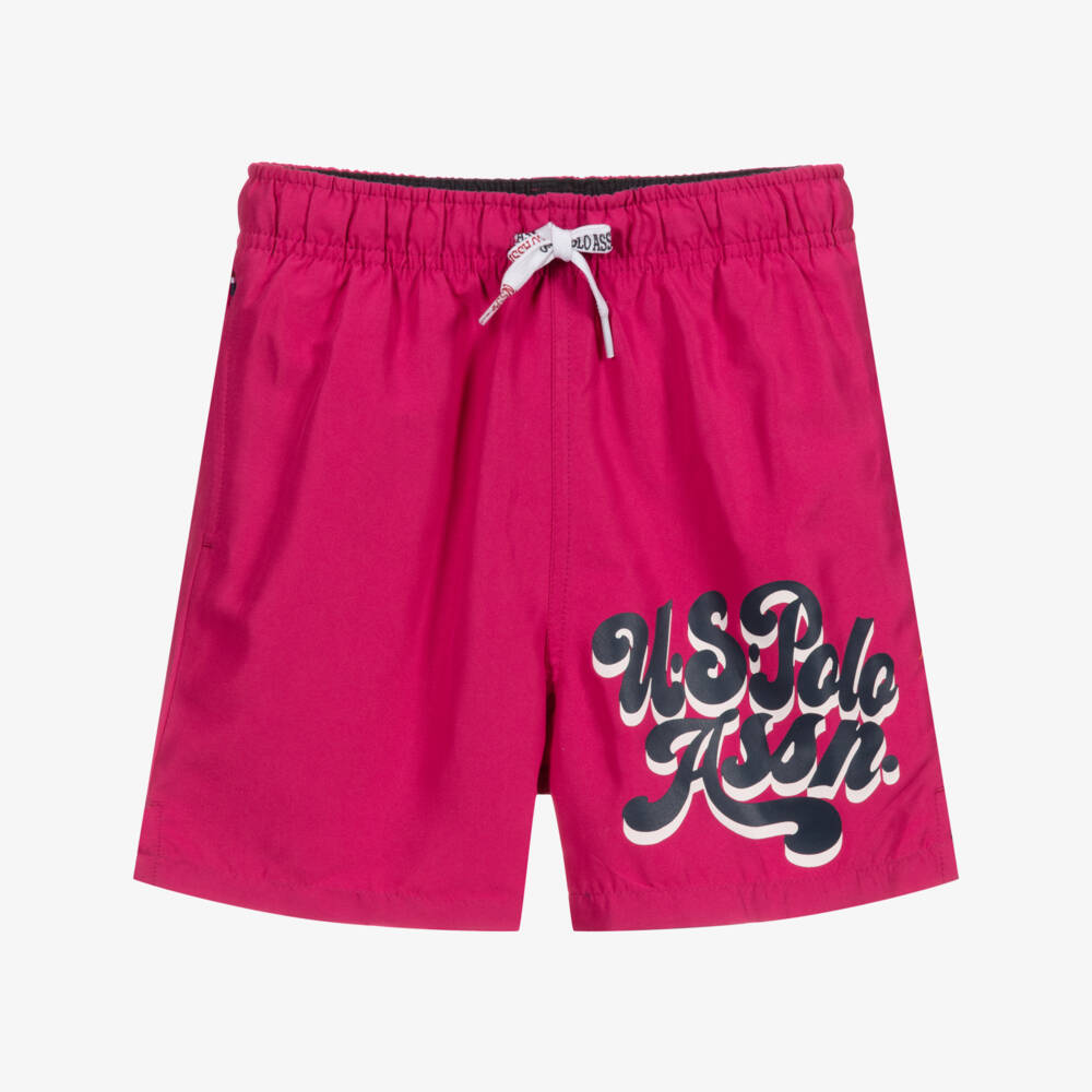 U.S. Polo Assn.-Boys Pink Logo Swim Shorts | Childrensalon Outlet