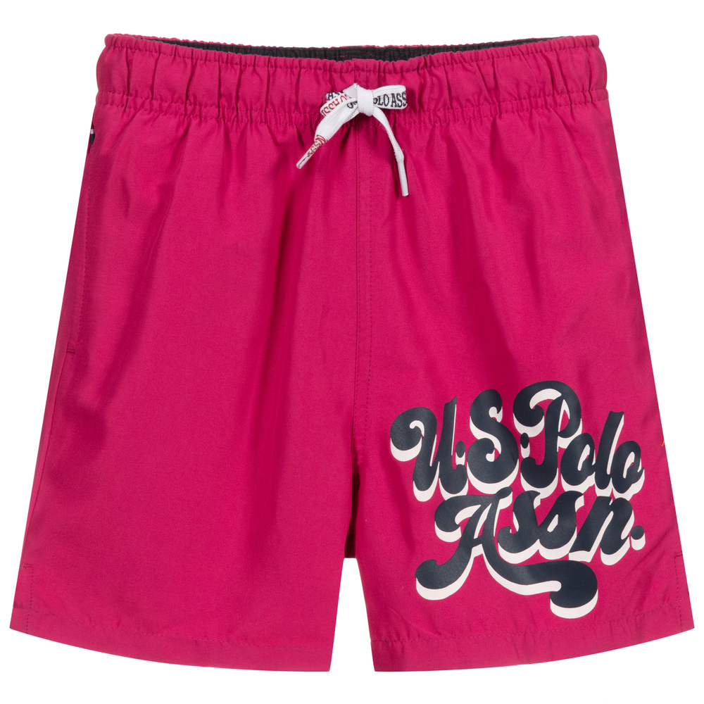 U.S. Polo Assn. - Boys Pink Logo Swim Shorts | Childrensalon