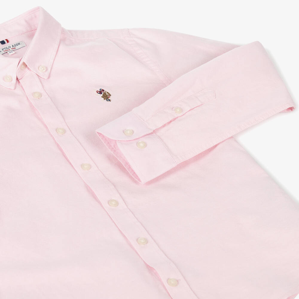 U.S. Polo Assn.-Boys Pink Oxford Cotton Shirt | Childrensalon Outlet