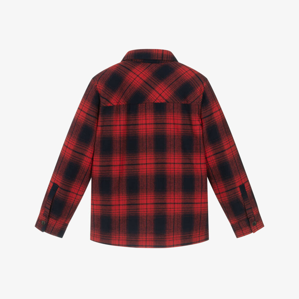 U.S. Polo Assn.-Boys Red & Blue Check Shacket | Childrensalon Outlet