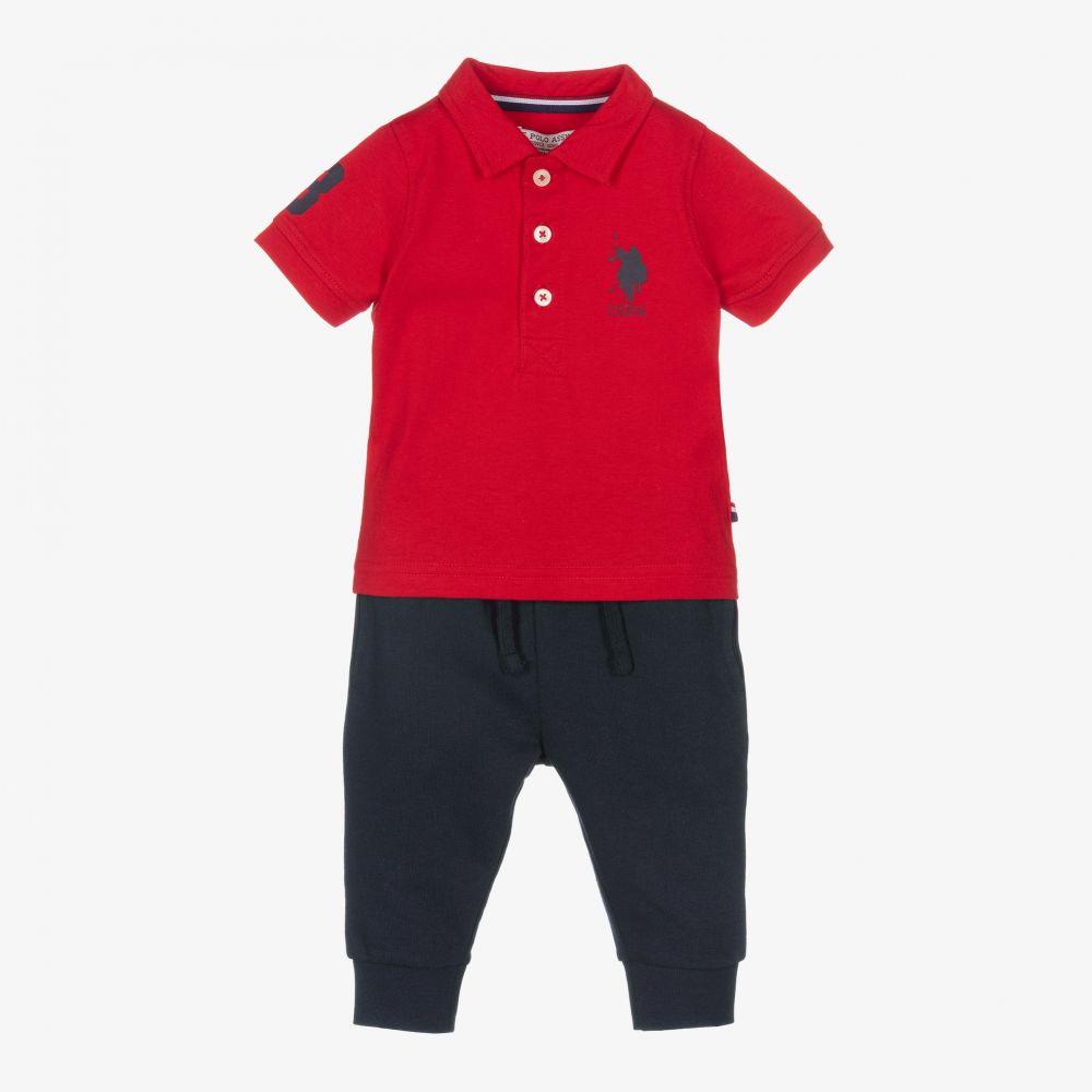 U.S. Polo Assn. - Boys Red & Blue Trouser Set | Childrensalon