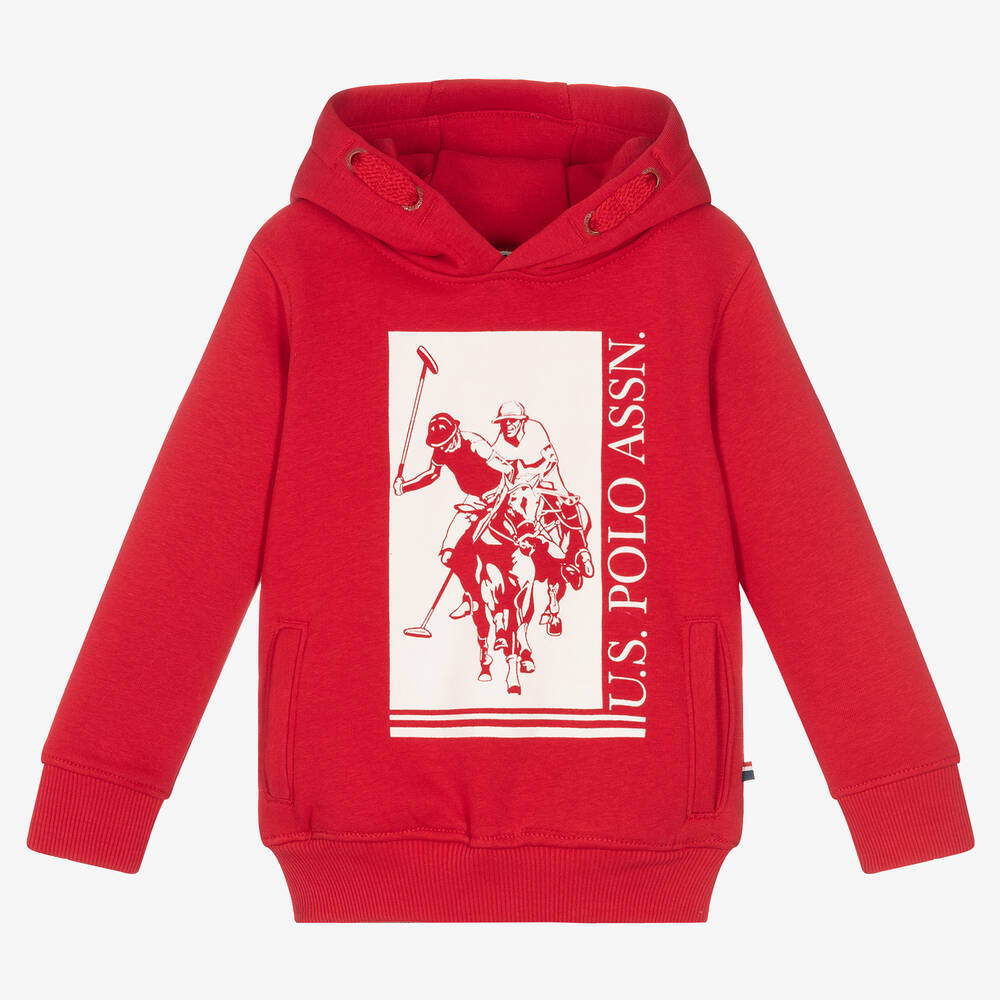 U.S. Polo Assn. - Boys Red Cotton Logo Hoodie | Childrensalon