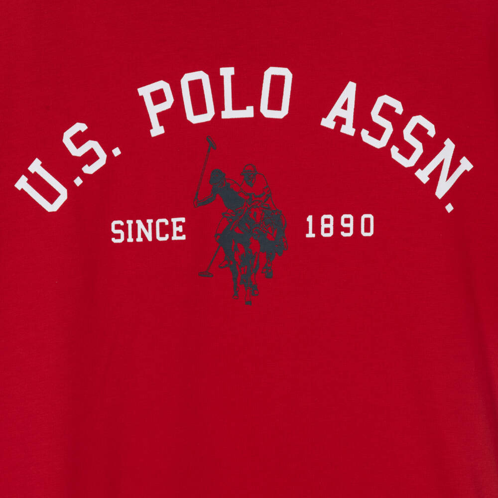 U.S. Polo Assn.-Boys Red Cotton T-shirt with Arch Print Logo | Childrensalon Outlet
